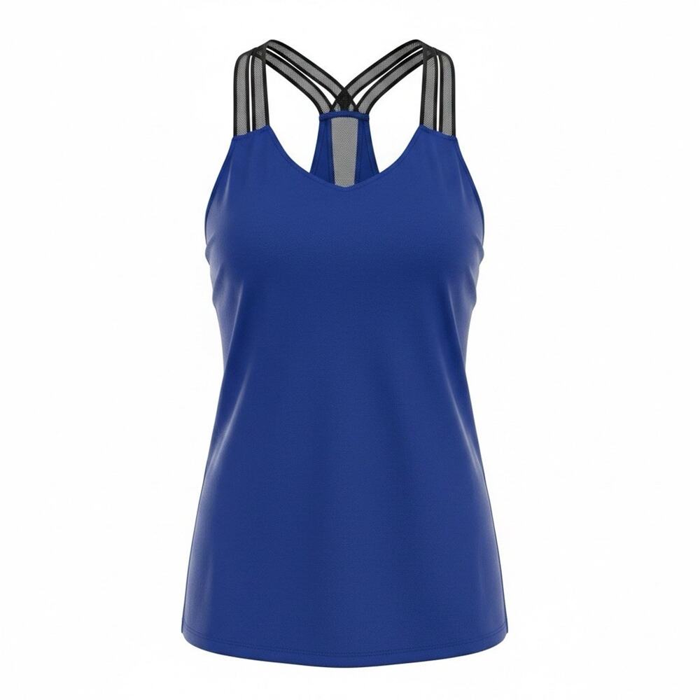 Fabletics Women Blue Racerback Mesh Athletic Tank Top Stretch Sleeveless Sport S